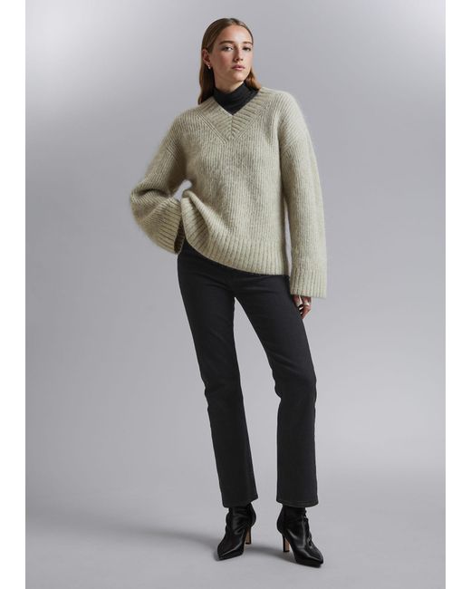 & Other Stories Gray Fuzzy Knit Jumper