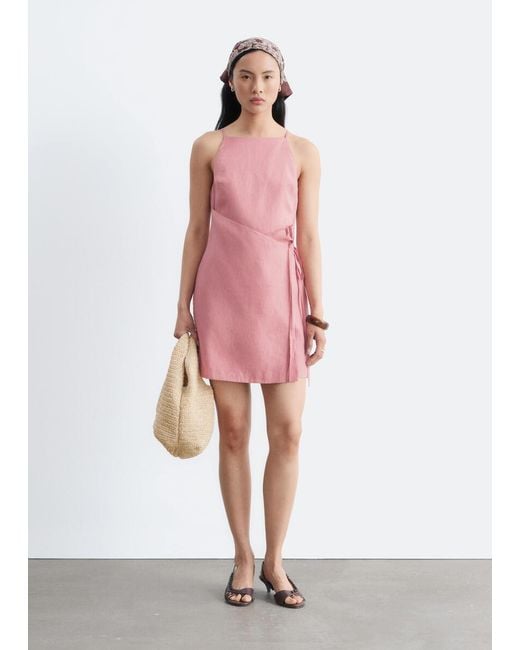 & Other Stories Pink Linen Mini Dress