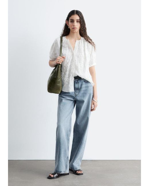 & Other Stories White Oversized Puff-Sleeve Blouse