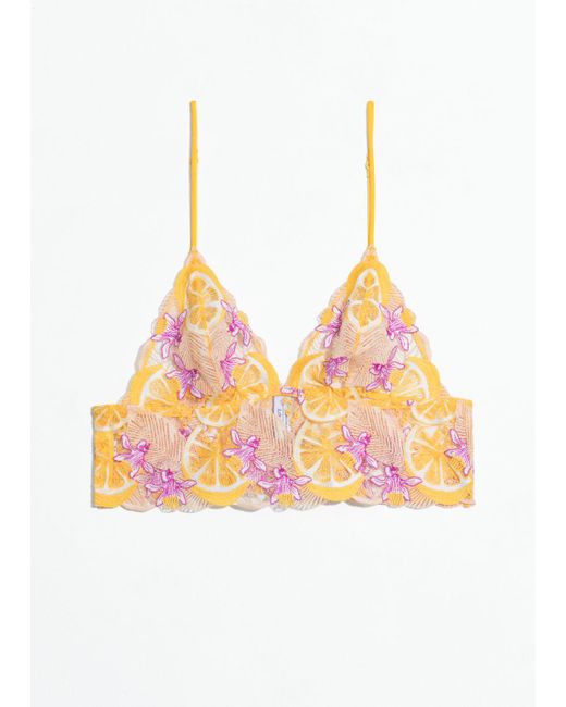 & Other Stories Orange Tropical Lace Bralette