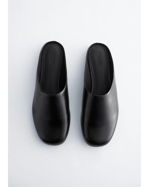 & Other Stories Black Leather Slip‑On Mules