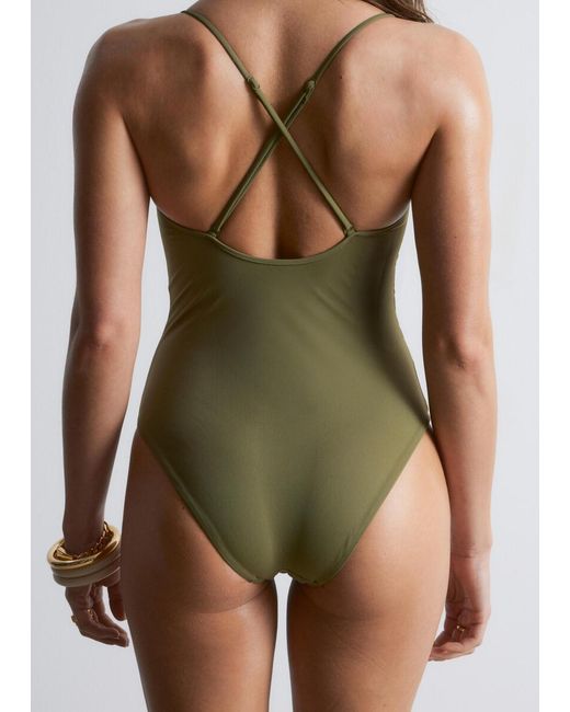& Other Stories Green Triangle-Cut Swimsuit
