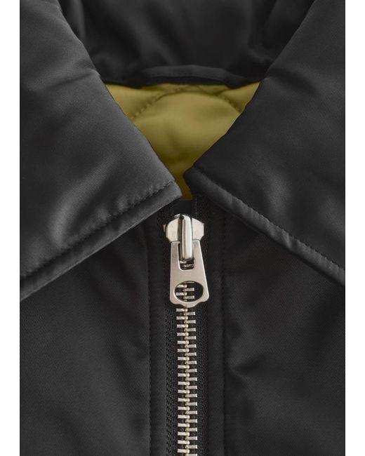 & Other Stories Black Cropped Bomber Jacket