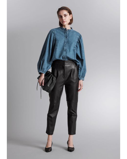 & Other Stories Blue Puff-sleeve Blouse