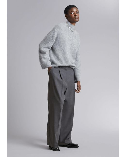 & Other Stories Gray Mock-neck Knit Sweater