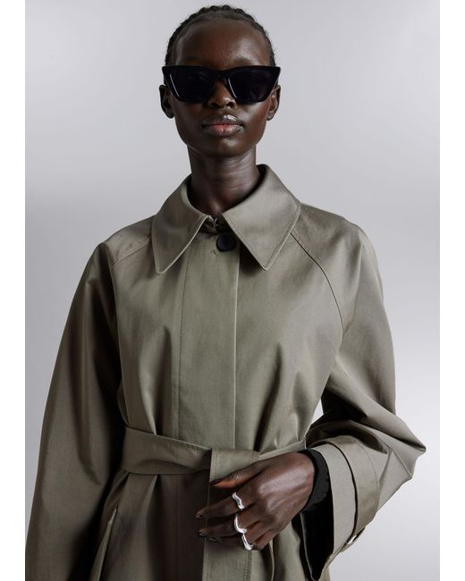 & Other Stories Gray Single-breasted Trench Coat