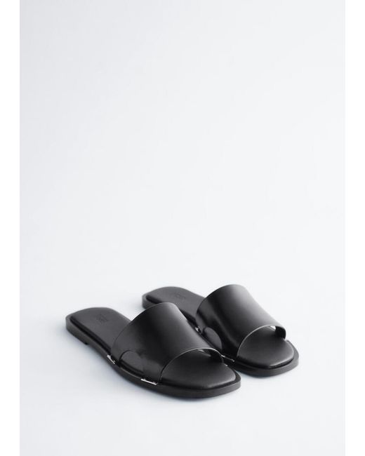 & Other Stories White Metal-Detail Leather Slides