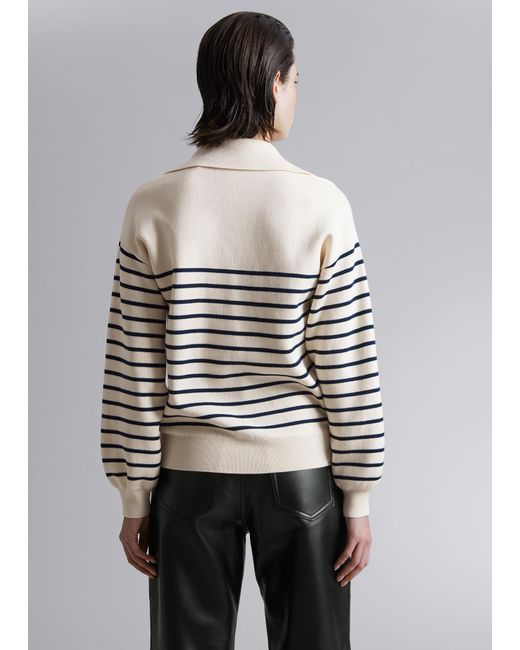 & Other Stories White Relaxed Collared Sweater