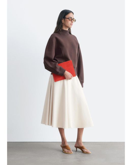& Other Stories Red Mock Neck Scuba Sweatshirt
