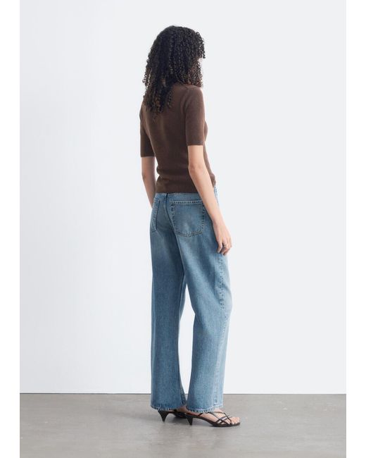 & Other Stories Blue Short-Sleeve Cashmere Top