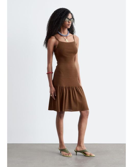 & Other Stories Brown Knitted Midi Dress