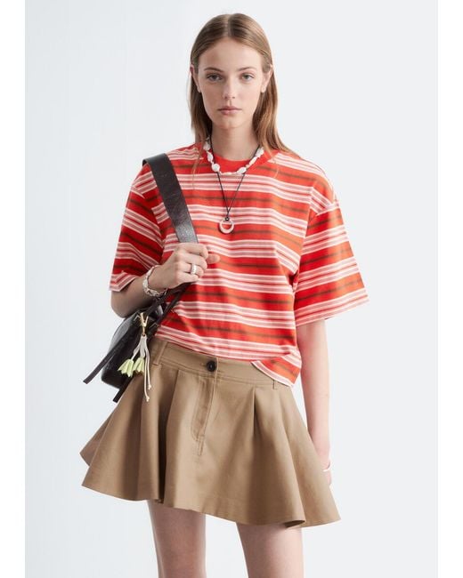 & Other Stories Red Pleated Mini Skirt