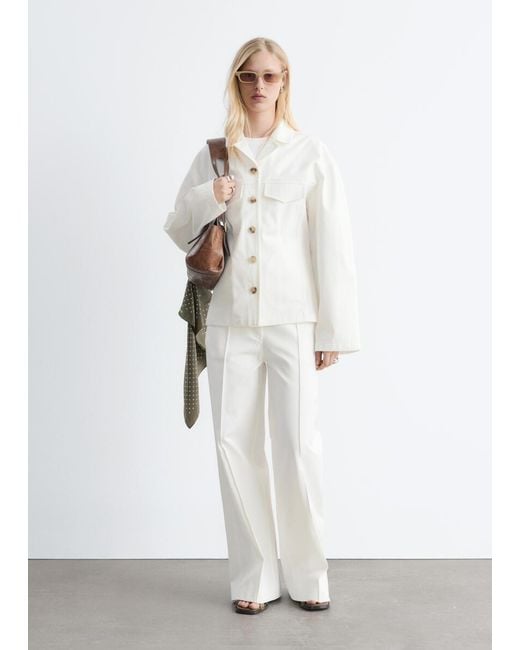 & Other Stories White Cotton Twill Tailored Jacket