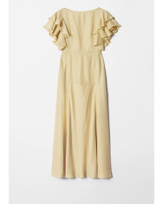 & Other Stories Metallic Frilled Satin Maxi Dress