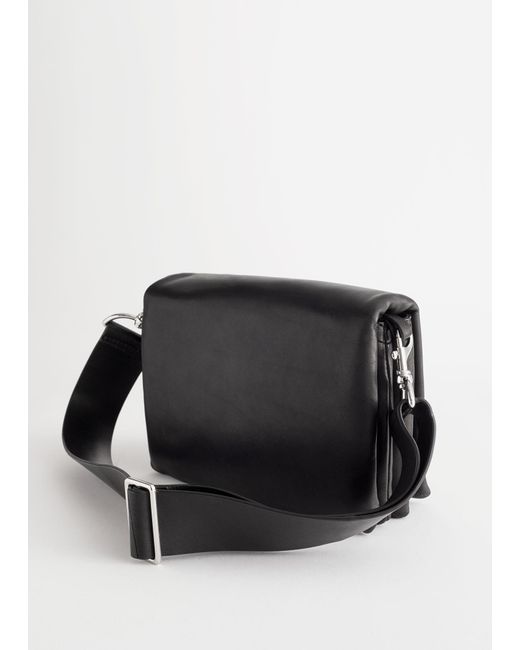 & Other Stories Black Chrome Free Leather Crossbody Bag