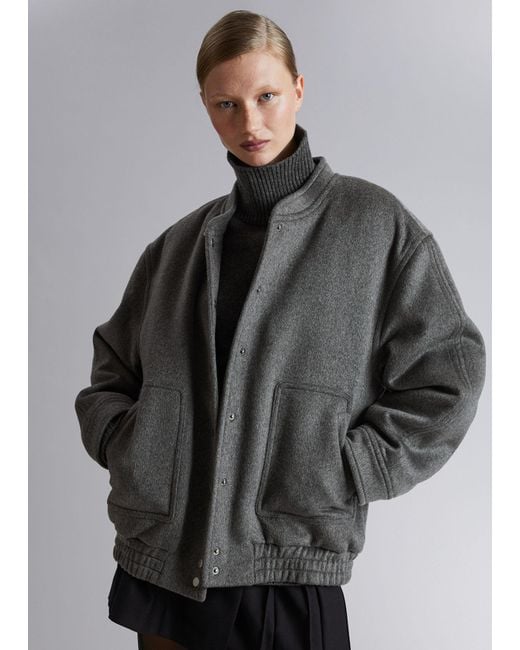 & Other Stories Gray Oversized-Wolljacke