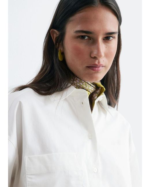 & Other Stories White Cropped Cotton Twill Shirt