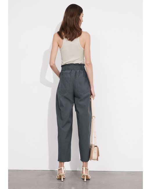 & Other Stories Blue Paperbag Waist Trousers