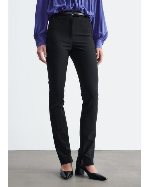 & Other Stories Blue Zip Pocket Tailored Trousers