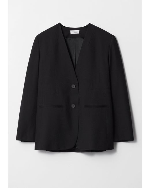 & Other Stories Black Collarless Blazer