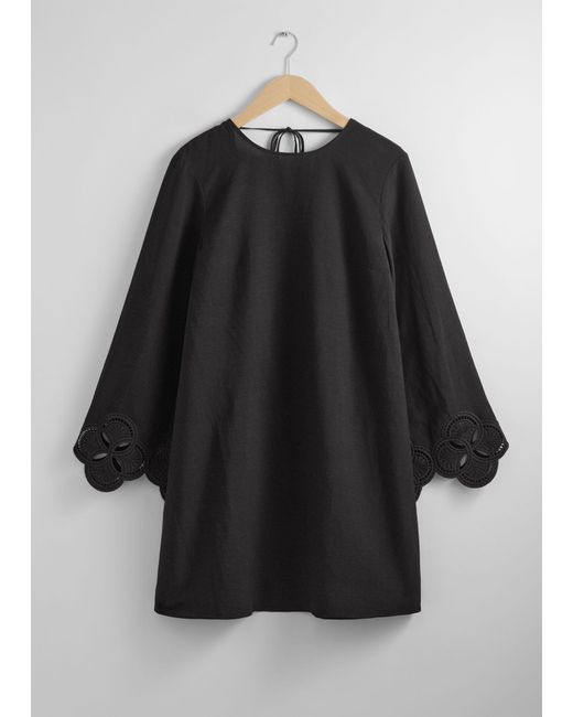 & Other Stories Black Wide-sleeve Mini Dress