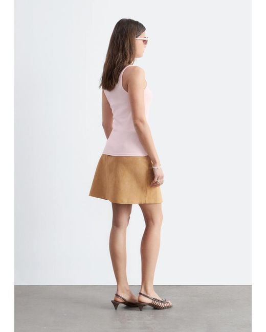 & Other Stories Pink Ribbed Cotton Tank Top