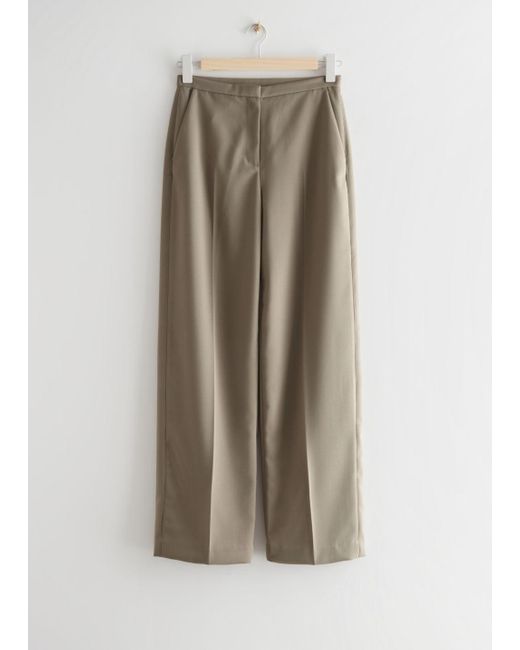 & Other Stories Relaxed Press Crease Trousers in Brown | Lyst