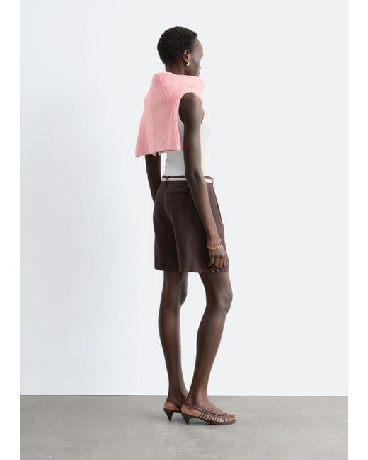& Other Stories Brown Tailored Linen Shorts