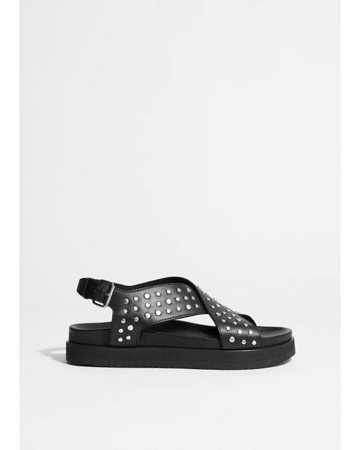 & Other Stories White Ledersandalen Mit Nieten
