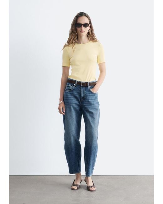 & Other Stories Blue Ribbed T-Shirt