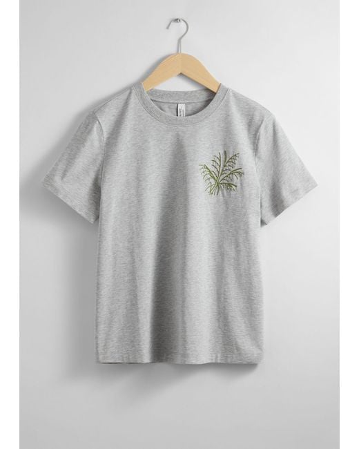 & Other Stories Blue Embroidered T-shirt