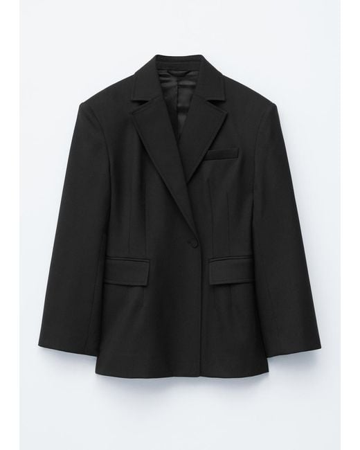 & Other Stories Black Double-Breasted Wool Blazer