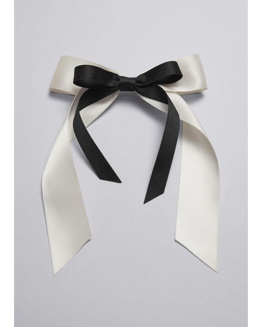 & Other Stories Gray Satin Bow Hair Clip