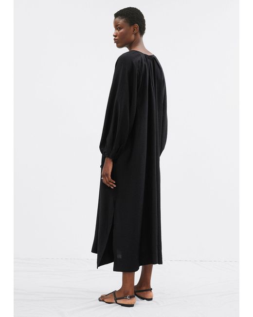 & Other Stories Black Floaty Oversized Midi Dress