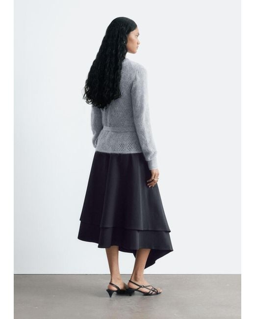 & Other Stories Gray Mohair-Blend Pointelle Cardigan