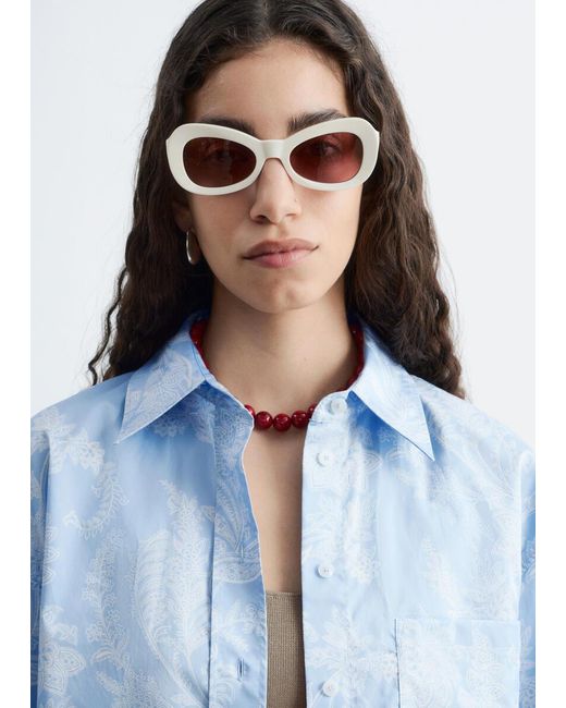 & Other Stories Blue Cotton Short-Sleeve Shirt