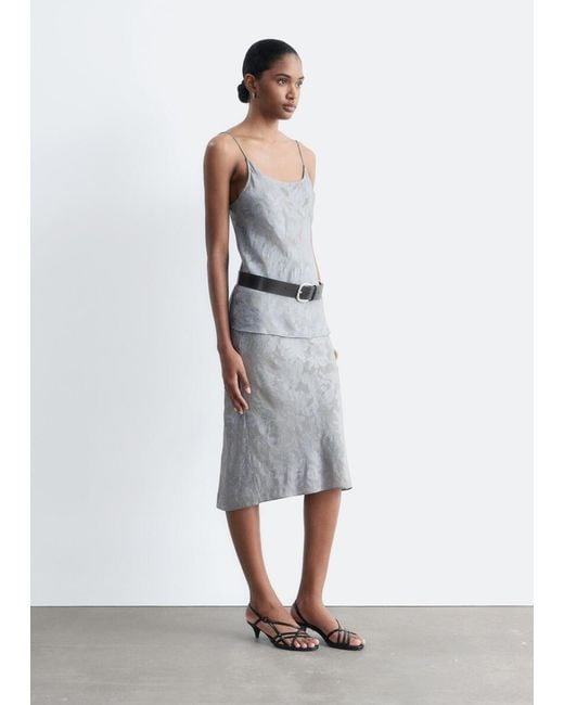 & Other Stories White Sheer Silk-Blend Midi Skirt