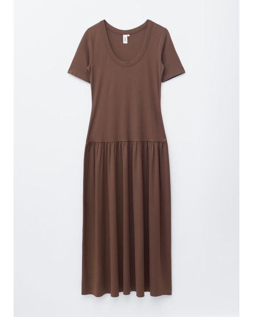 & Other Stories Brown Longline Jersey Maxi Dress