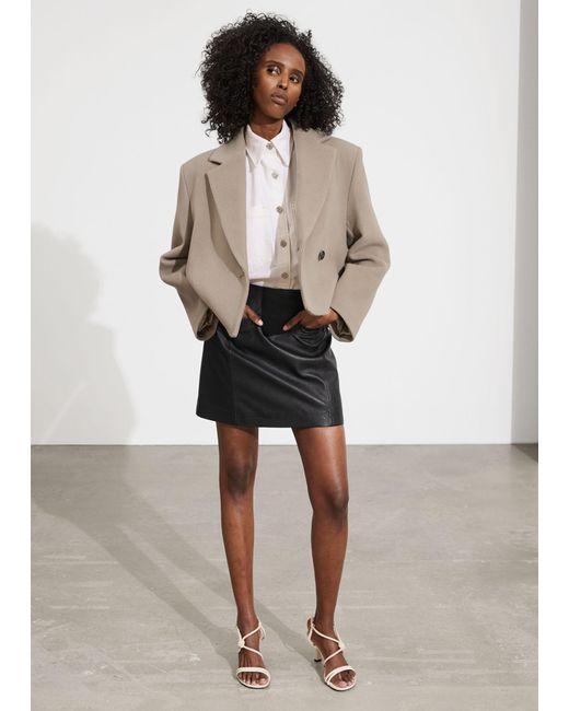 & Other Stories Natural Leather Mini Skirt