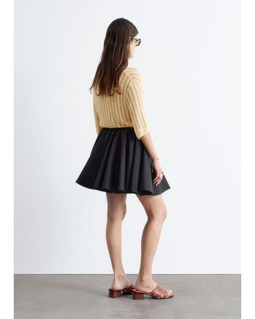 & Other Stories White Cotton Circle Mini Skirt