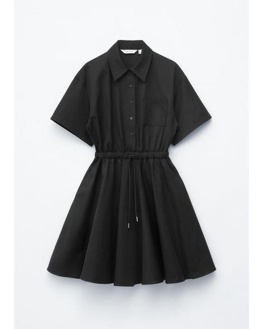 & Other Stories White Flared Drawcord Mini Dress