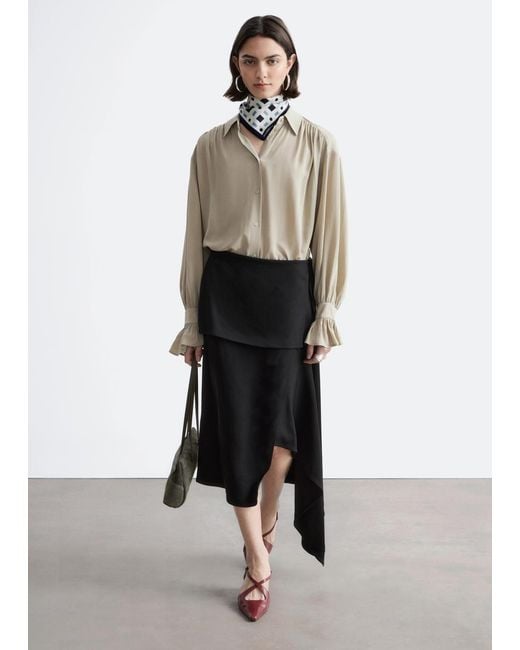 & Other Stories Natural Tie-Back Gathered Blouse