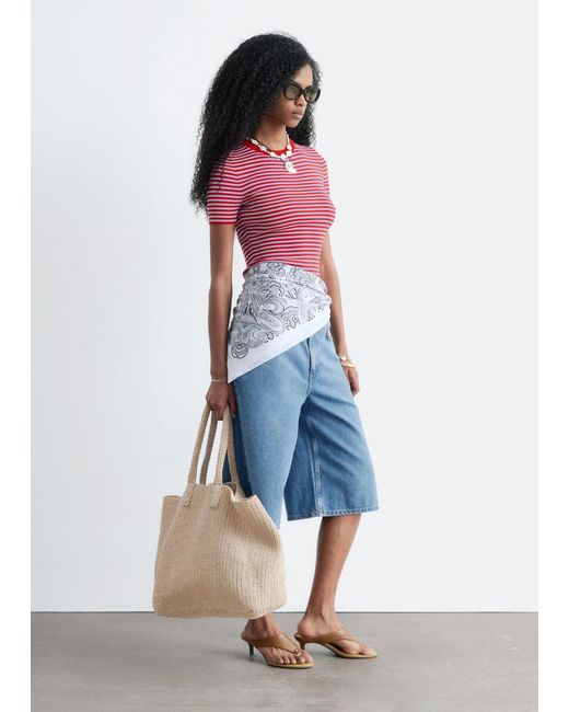 & Other Stories Red Ribbed T-Shirt