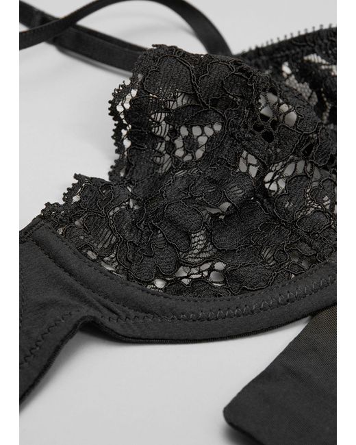 & Other Stories Black Floral Lace Underwire Bra