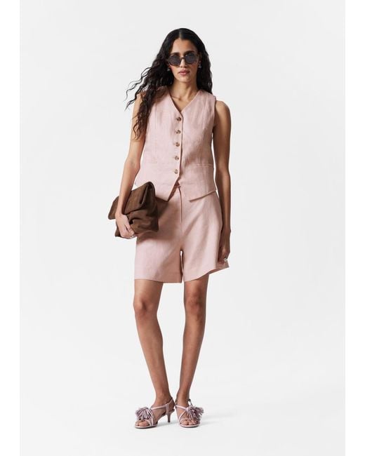& Other Stories Pink Tailored Linen Waistcoat