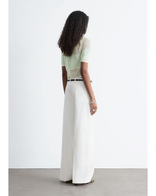 & Other Stories White Sheer Knitted T-Shirt