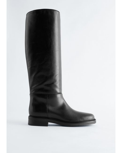 & Other Stories White Leather Knee Boots