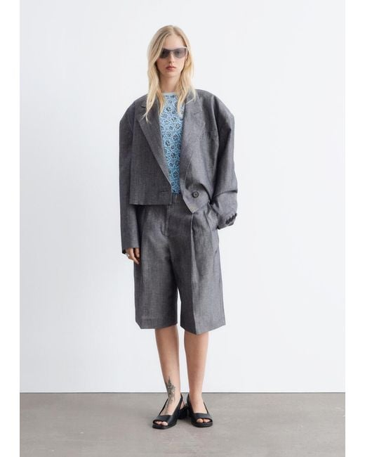 & Other Stories Gray Tailored Bermuda Shorts