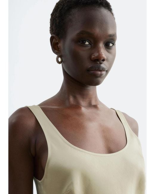 & Other Stories White Satin Slip Mini Dress