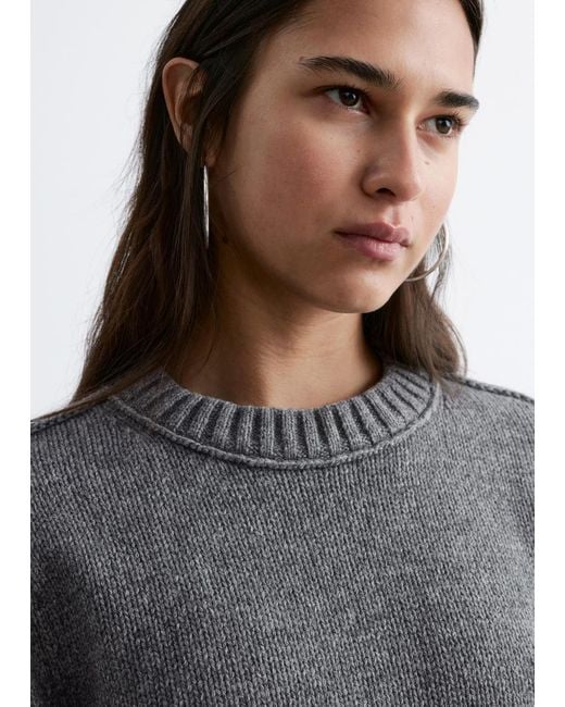 & Other Stories Blue Rib-Knit T-Shirt